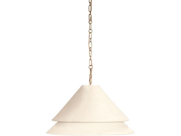 Century Furniture Halo Double Shade 24 Deep Pendant - Soft Brass/Plaster Shade SAA-1013-V1