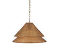 Century Furniture Halo Double Shade 24 Deep Pendant - Soft Brass/Woven Shade SAA-1013-V2