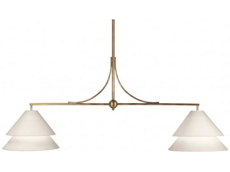 Century Furniture Halo Two Arm Bar Pendant 15 Deep - Soft Brass/Linen Shade SAA-1015-V3