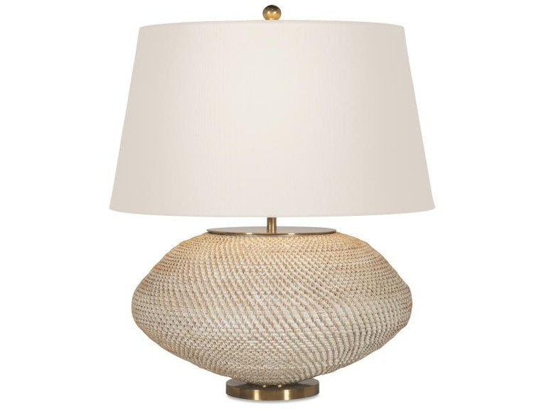 Century Furniture Kazan Table Lamp - Large - Plaster White Rattan/Linen Shade SAA-3002-V1