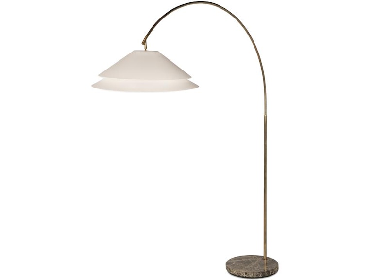 Century Furniture Halo Double 30 Shallow Shade Arc Floor Lamp - Soft Brass/Linen SAA-4000-V3