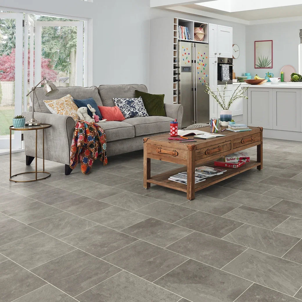 Karndean Luxury Vinyl Knight Tile Rigidcore Grey Riven Slate