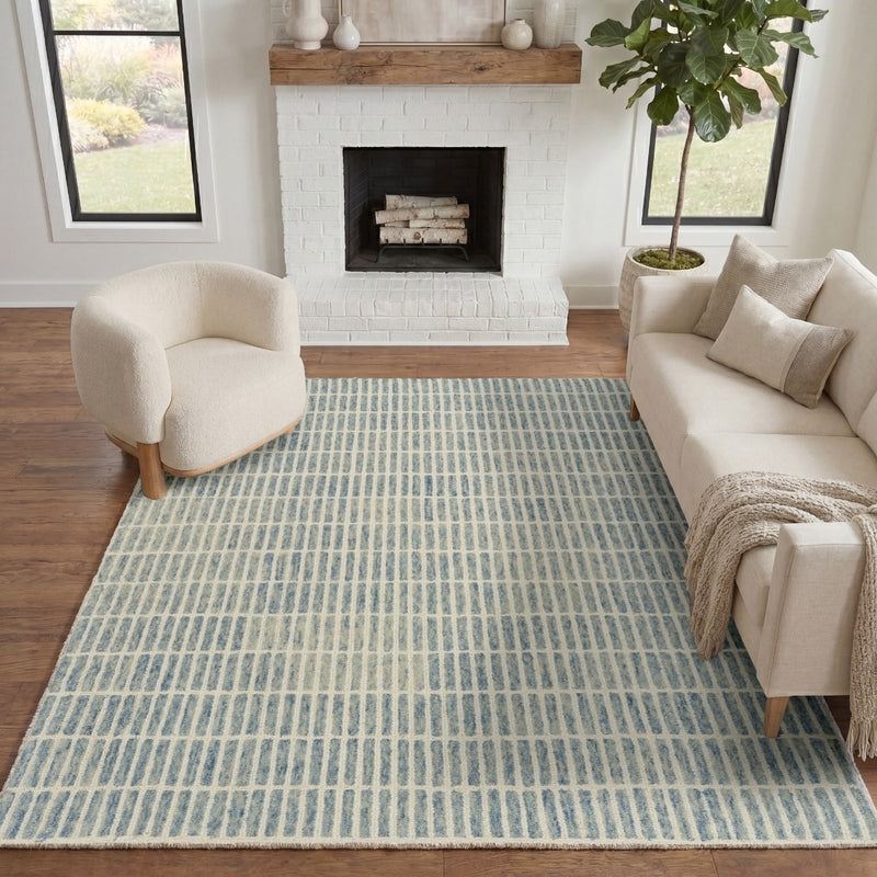 Stratford Ivory Denim Indoor only Geometric Rug, SRF01