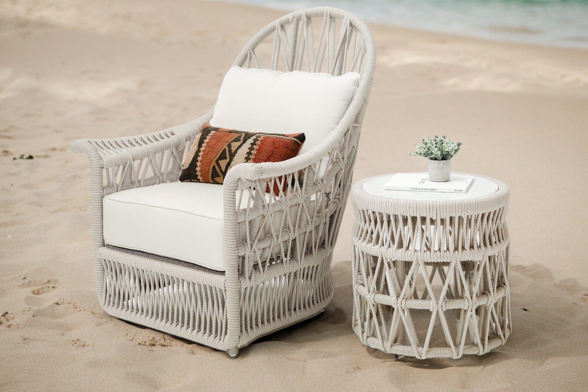 Dana End Table with Honed Carrara Marble Top