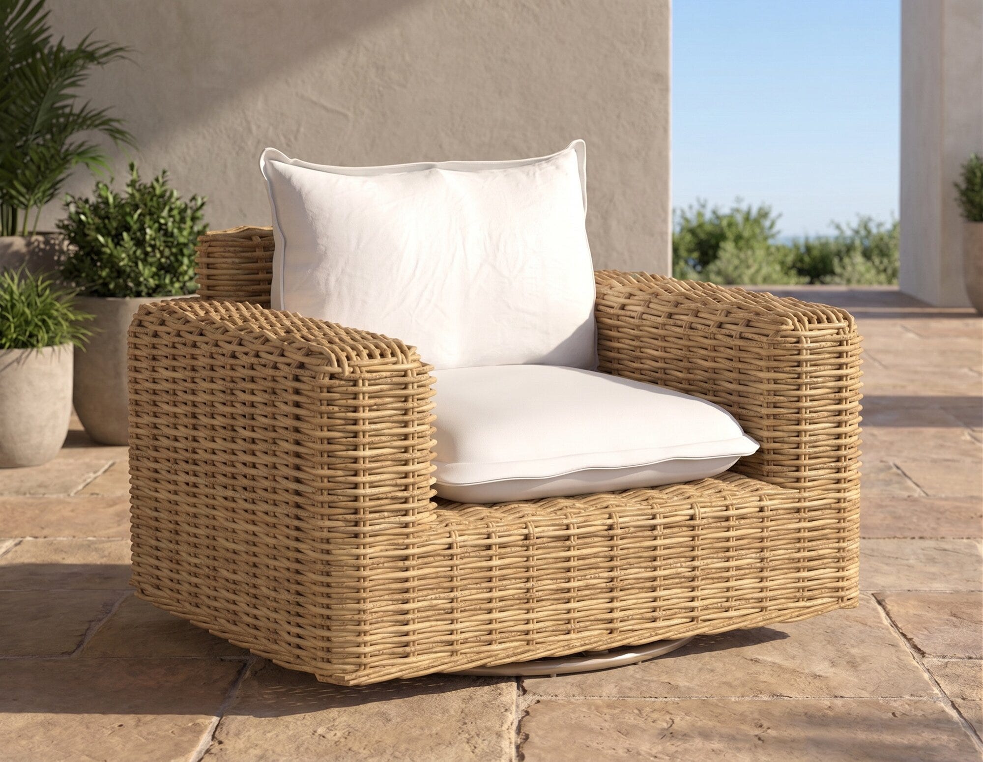 Playa Swivel Club Glider in Soothe Pearl w/ Flange Welt